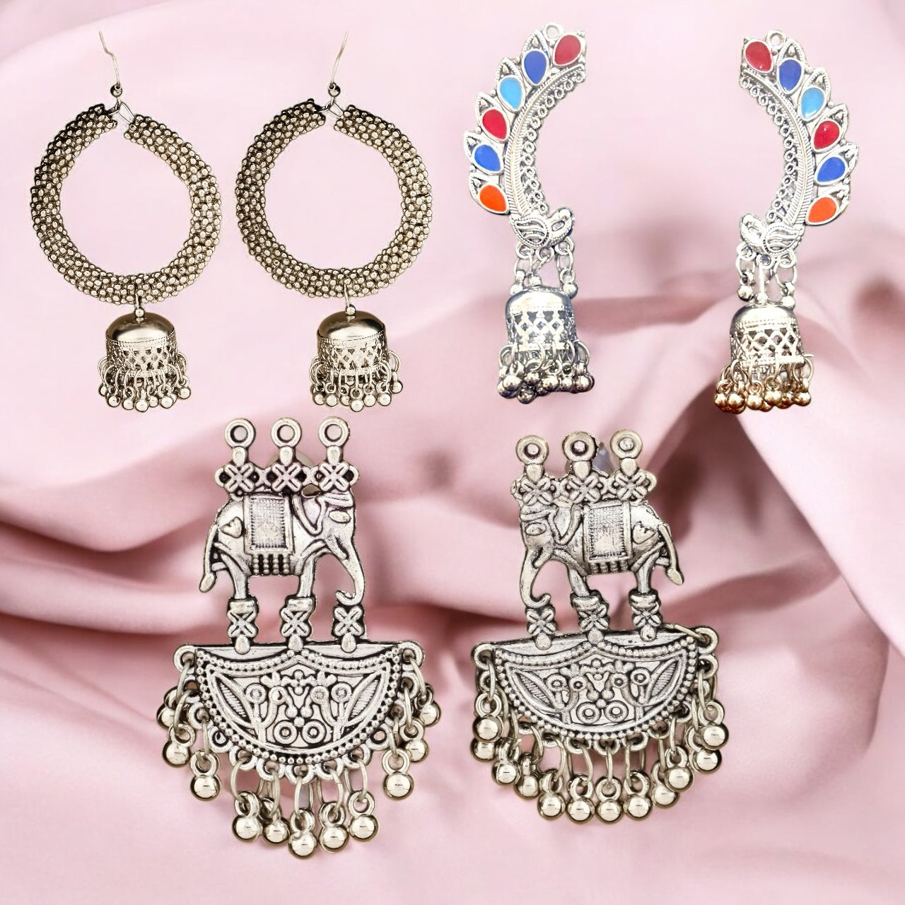 Buy 1, Get 2 Free! - Ethnic Glow Pack of 3 Beautiful Earrings