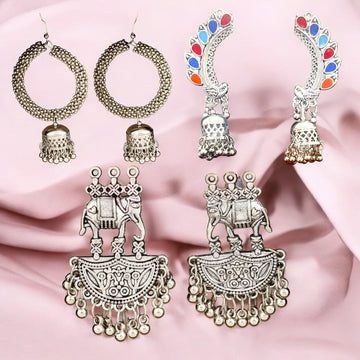 Buy 1, Get 2 Free! - Ethnic Glow Pack of 3 Beautiful Earrings